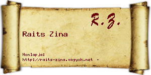 Raits Zina névjegykártya